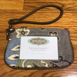 Spartina 449 linen and leather wallet wristlet